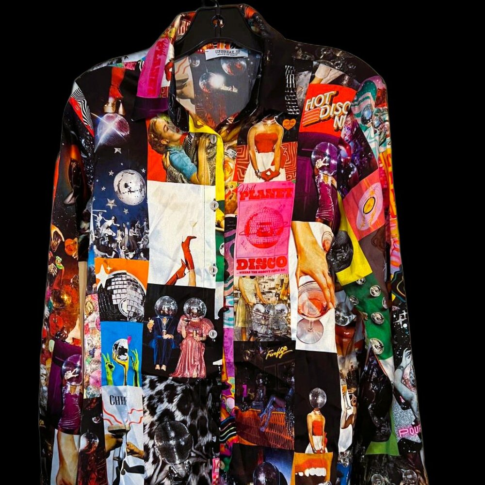“Sex and the City” “Manhattan” “Disco/Night Cab” wearable art - silk shirt